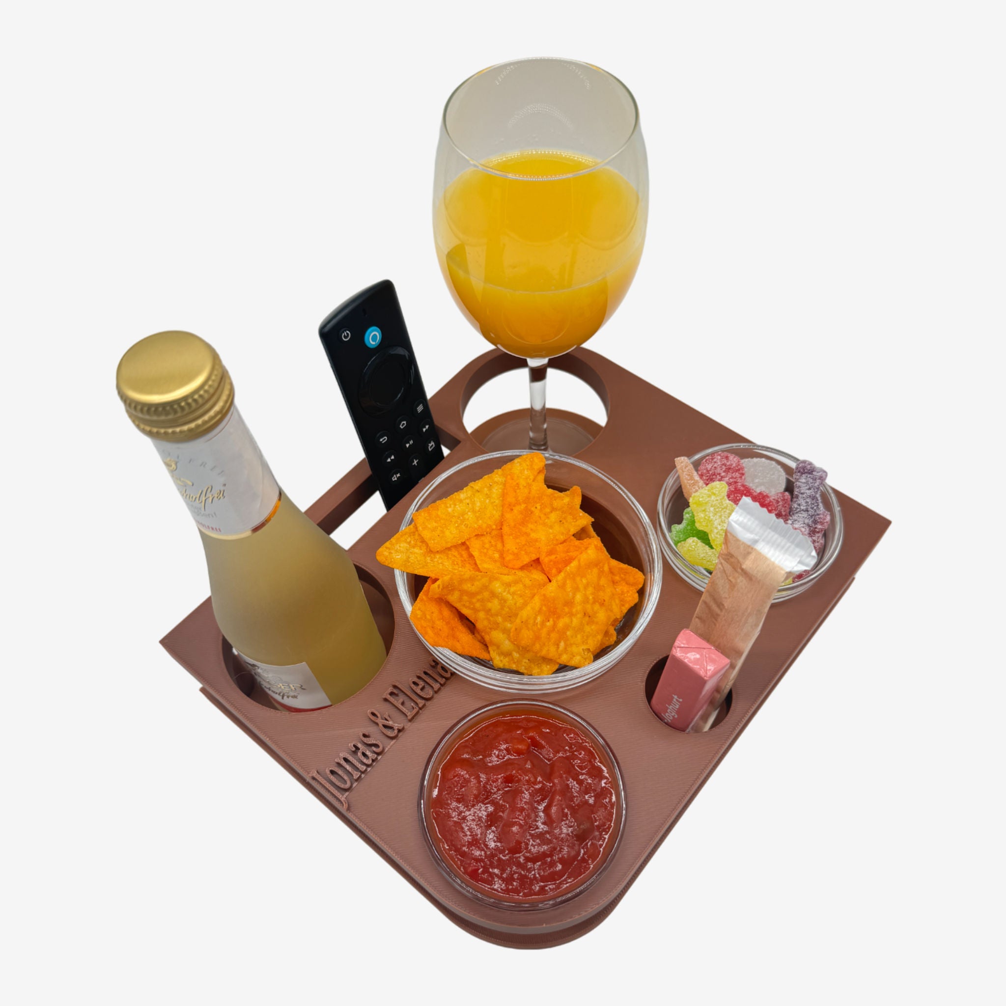 Couchbuddy Eckig mit 2 Glasschalen - Freie Form