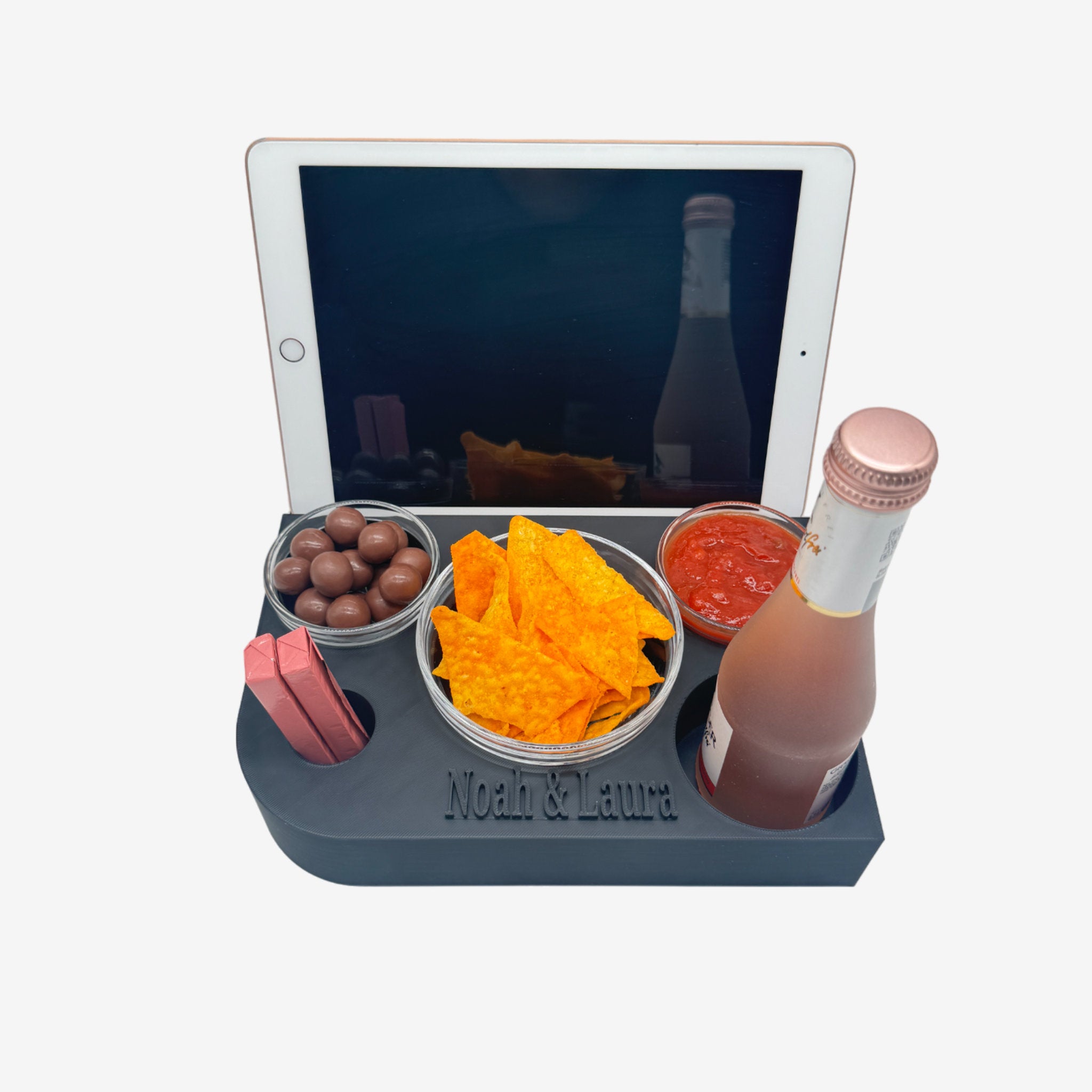 Couchbuddy Eckig mit Tablethalter und 2 Glasschalen