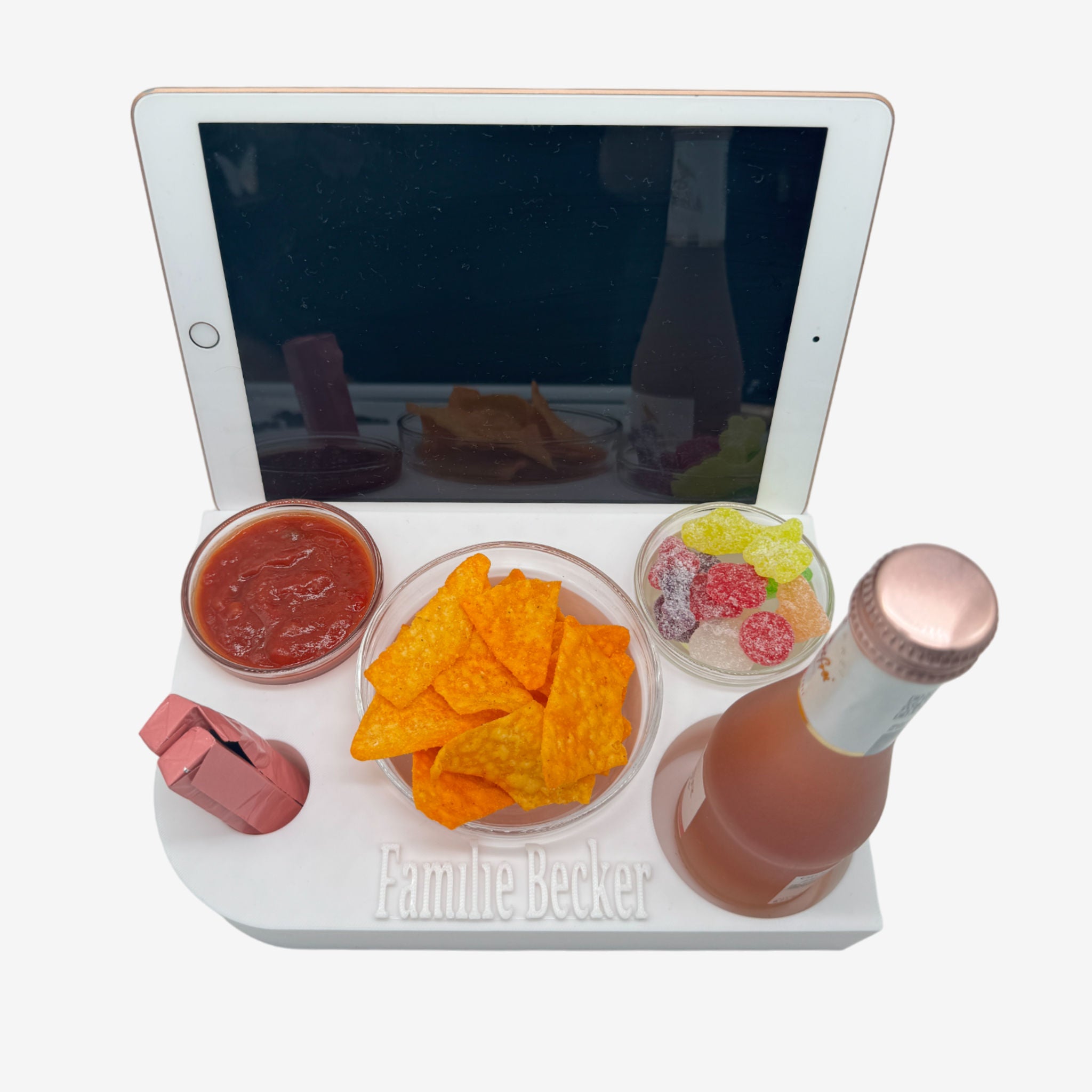 Couchbuddy Eckig mit Tablethalter und 2 Glasschalen