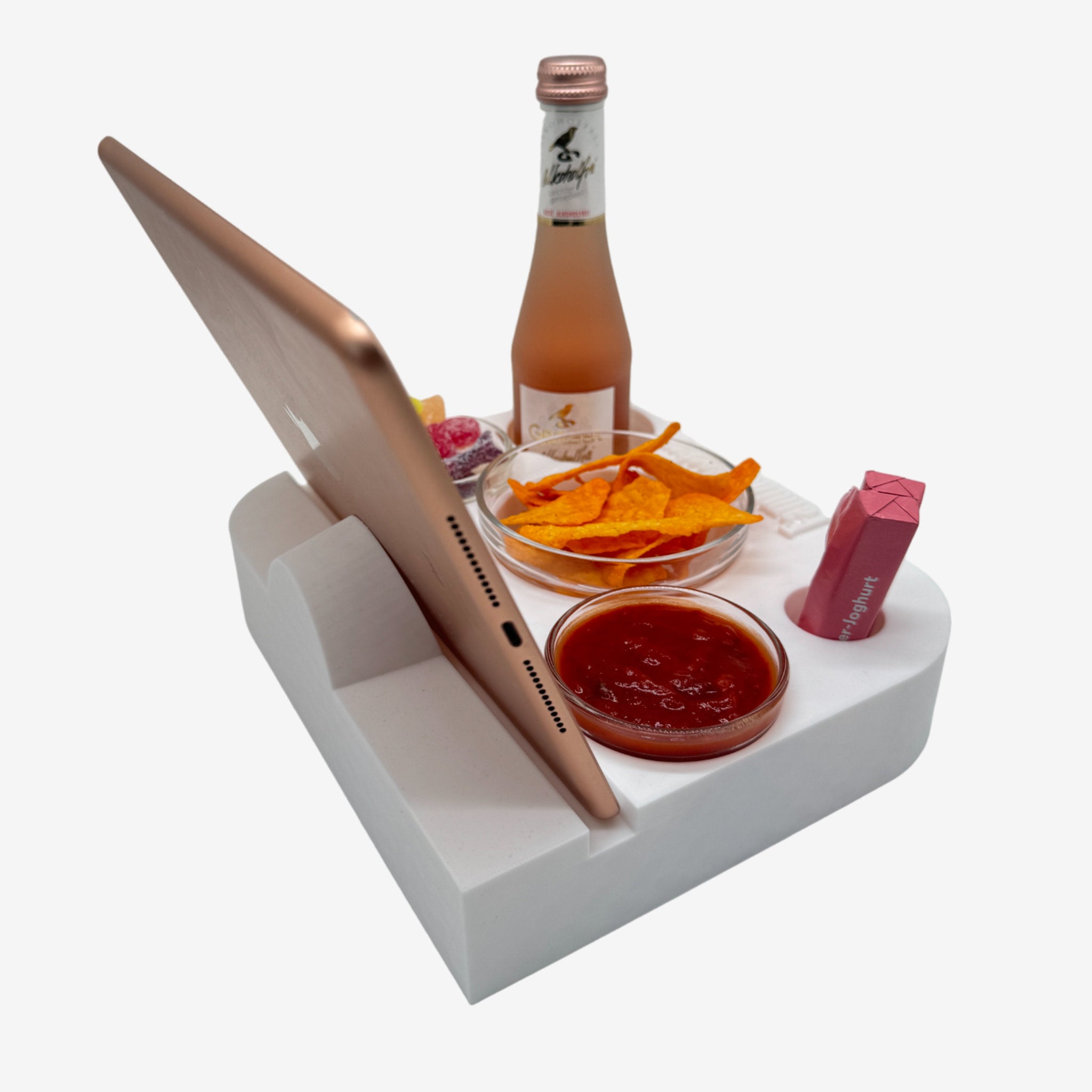 Couchbuddy Eckig mit Tablethalter und 2 Glasschalen