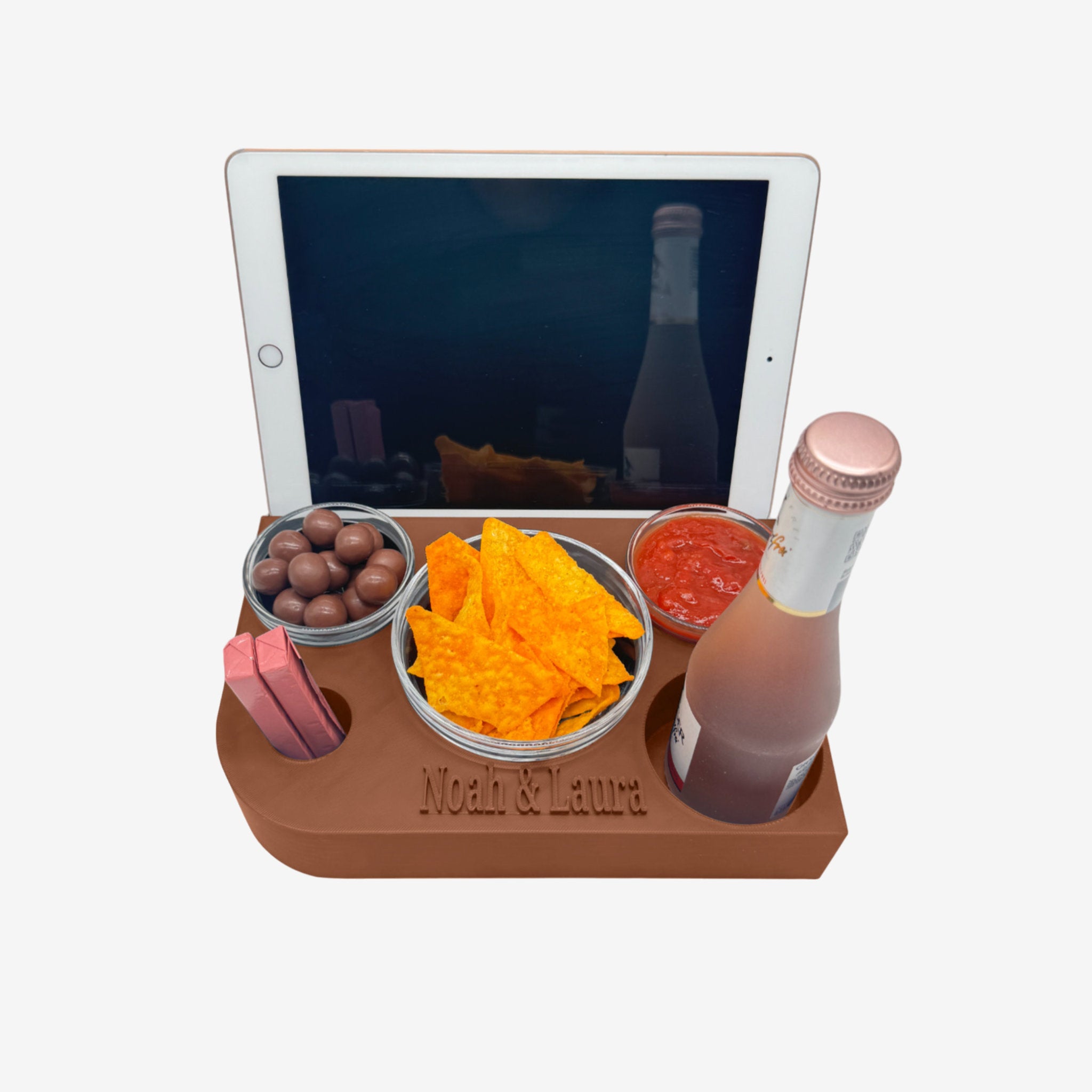 Couchbuddy Eckig mit Tablethalter und 2 Glasschalen