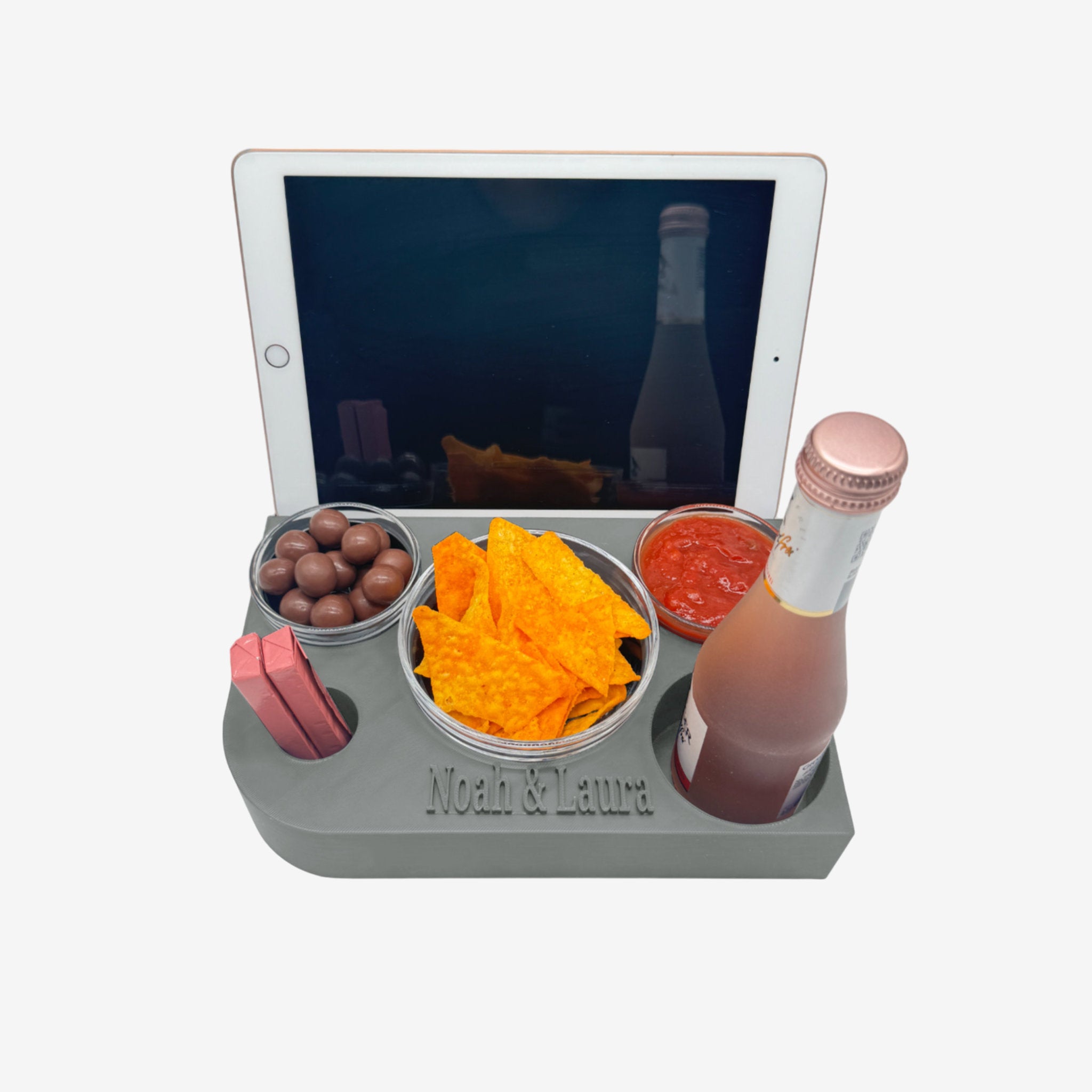 Couchbuddy Eckig mit Tablethalter und 2 Glasschalen