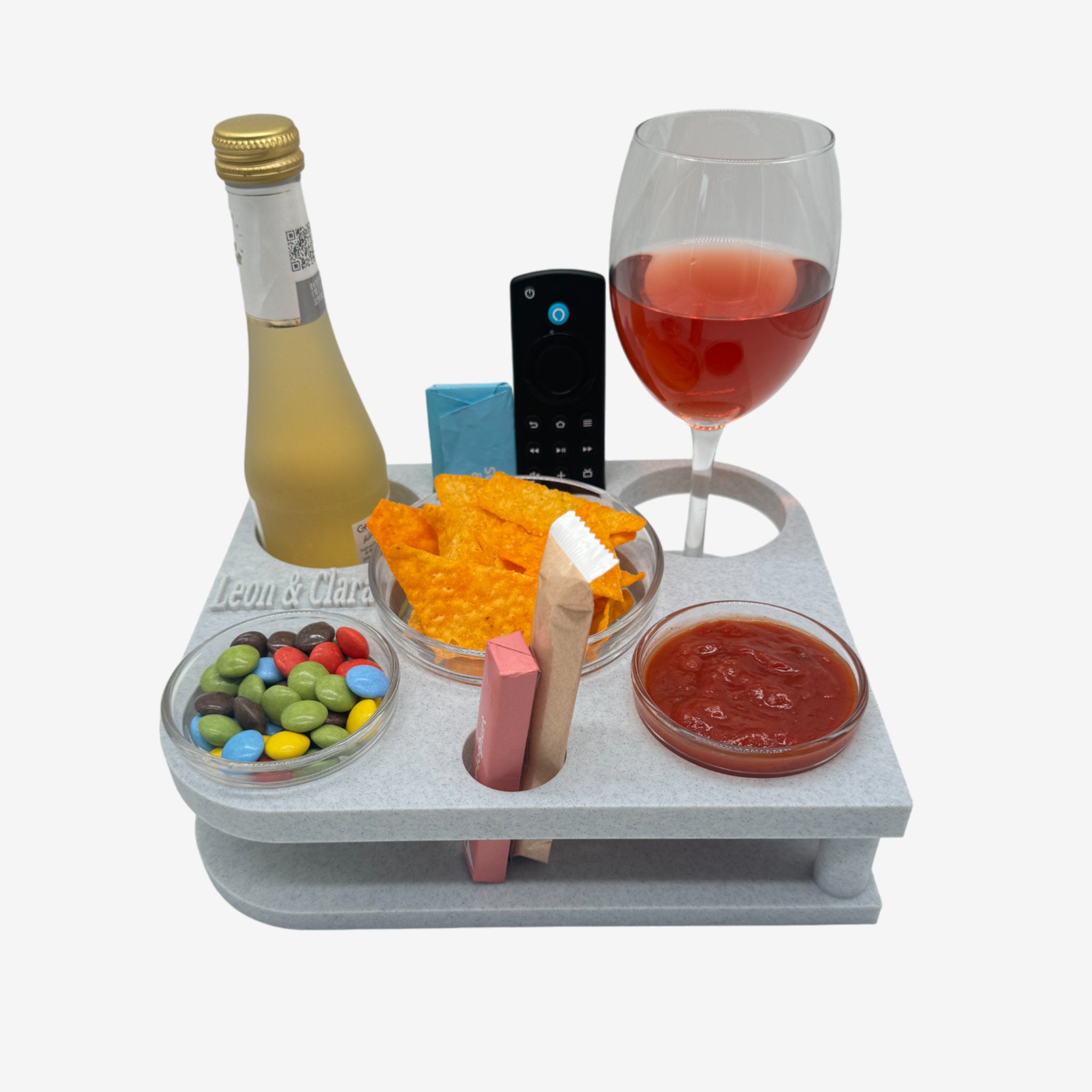 Couchbuddy Eckig mit 2 Glasschalen - Marmor-Optik