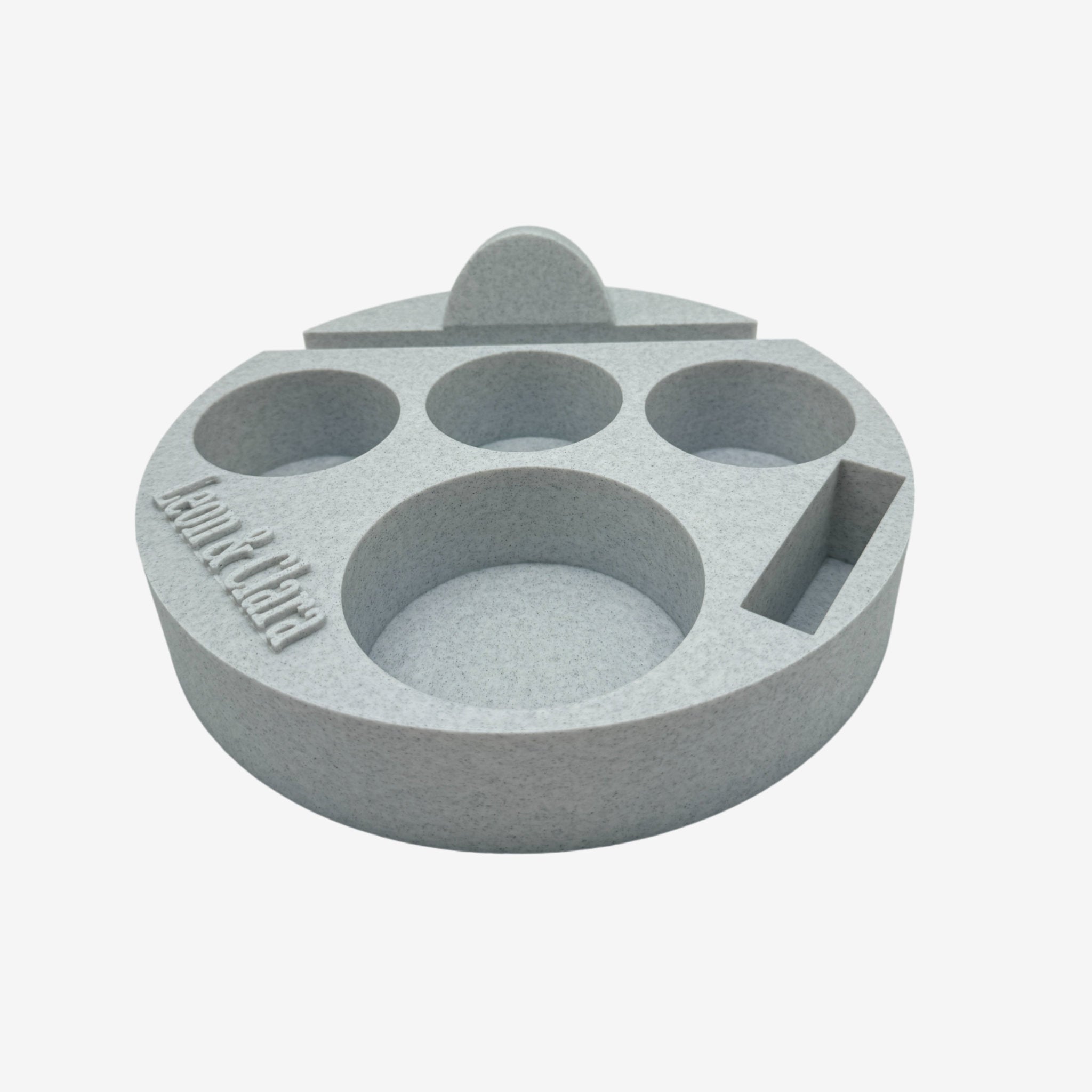 Couchbuddy Rund mit Tablethalter und 2 Glasschalen - Marmor-Optik