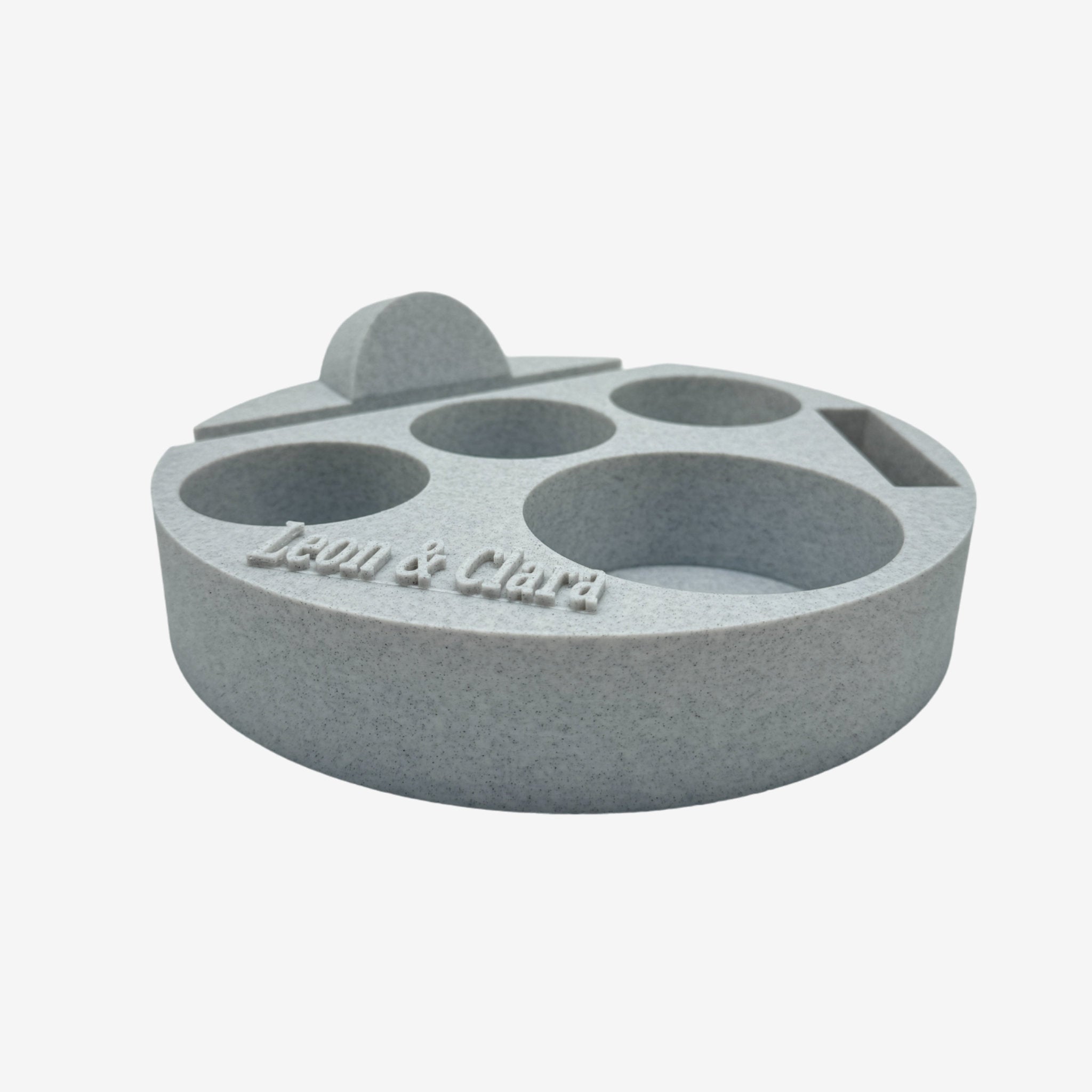 Couchbuddy Rund mit Tablethalter und 2 Glasschalen - Marmor-Optik