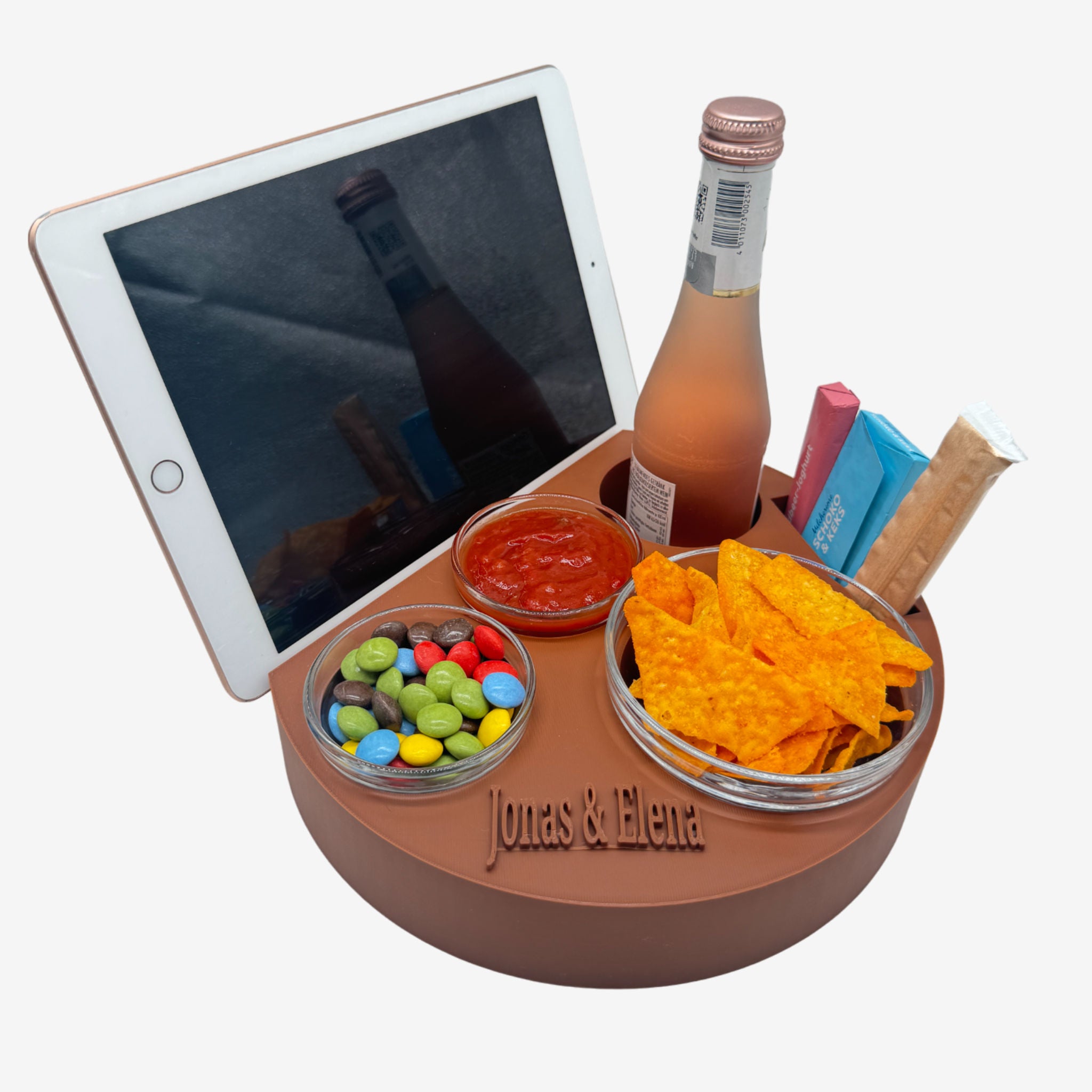 Couchbuddy Rund mit Tablethalter und 2 Glasschalen