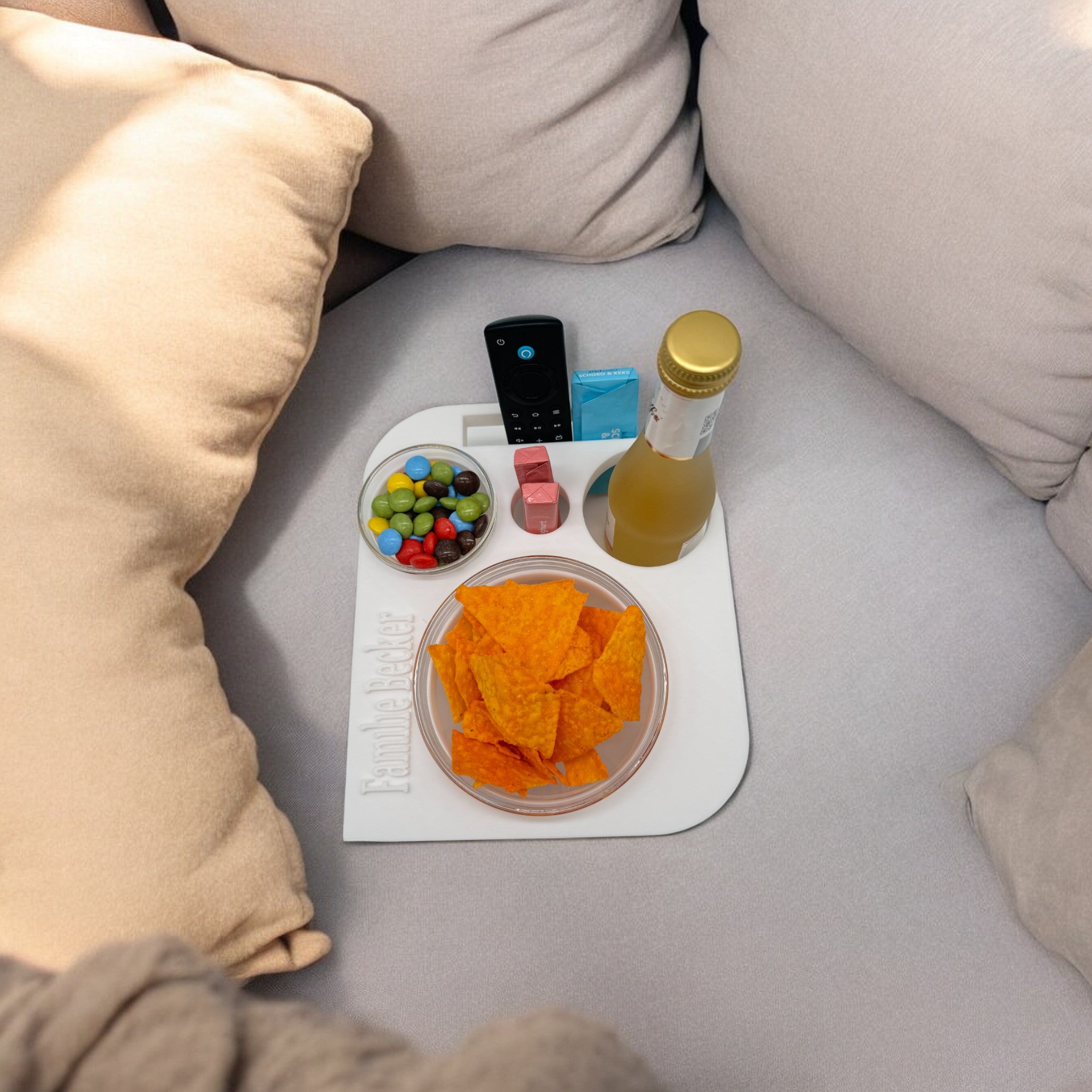Couchbuddy Eckig inkl. 2 Glasschalen - Freie Form