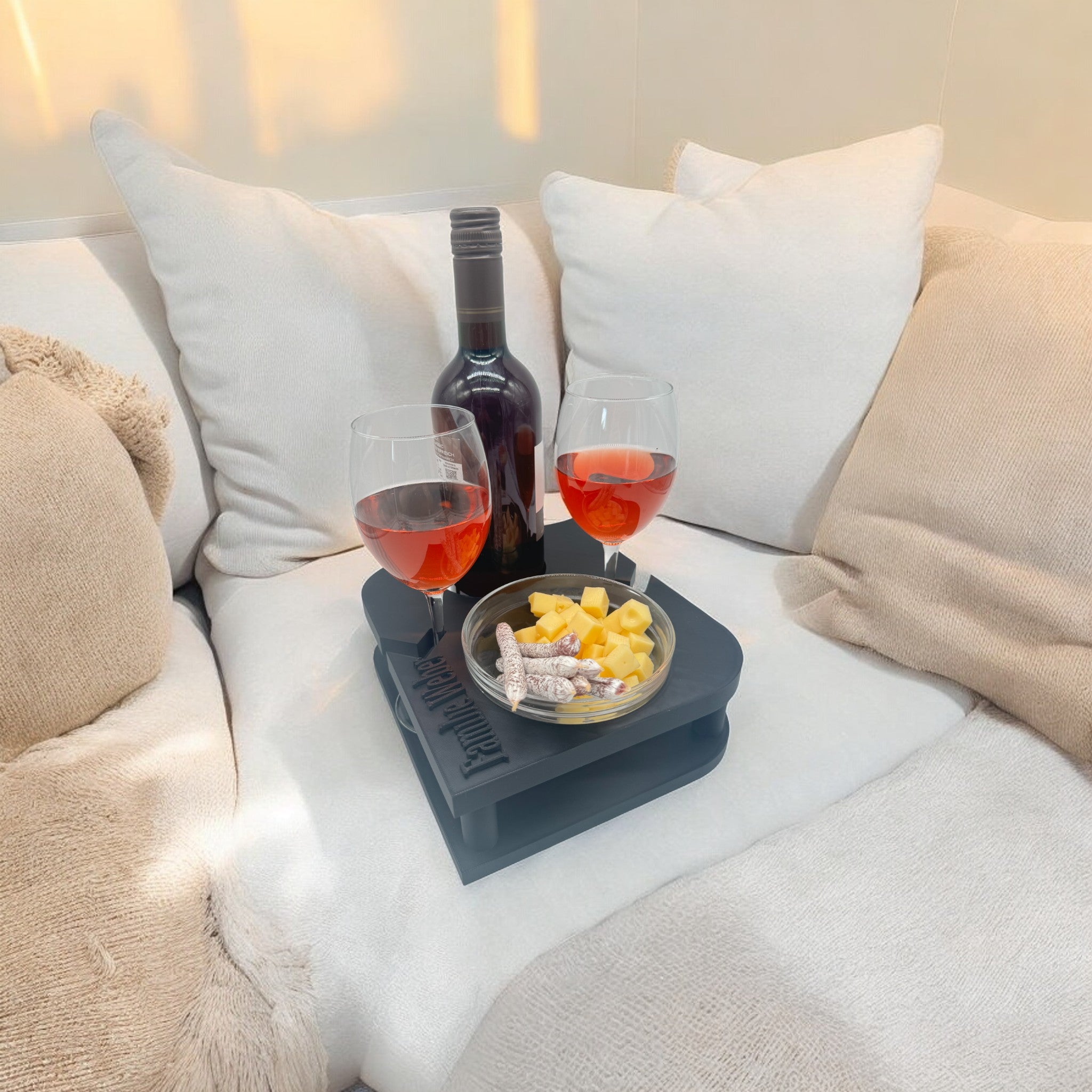 Couchbuddy Weinhalter - Eckig inkl. 1 große Glasschale