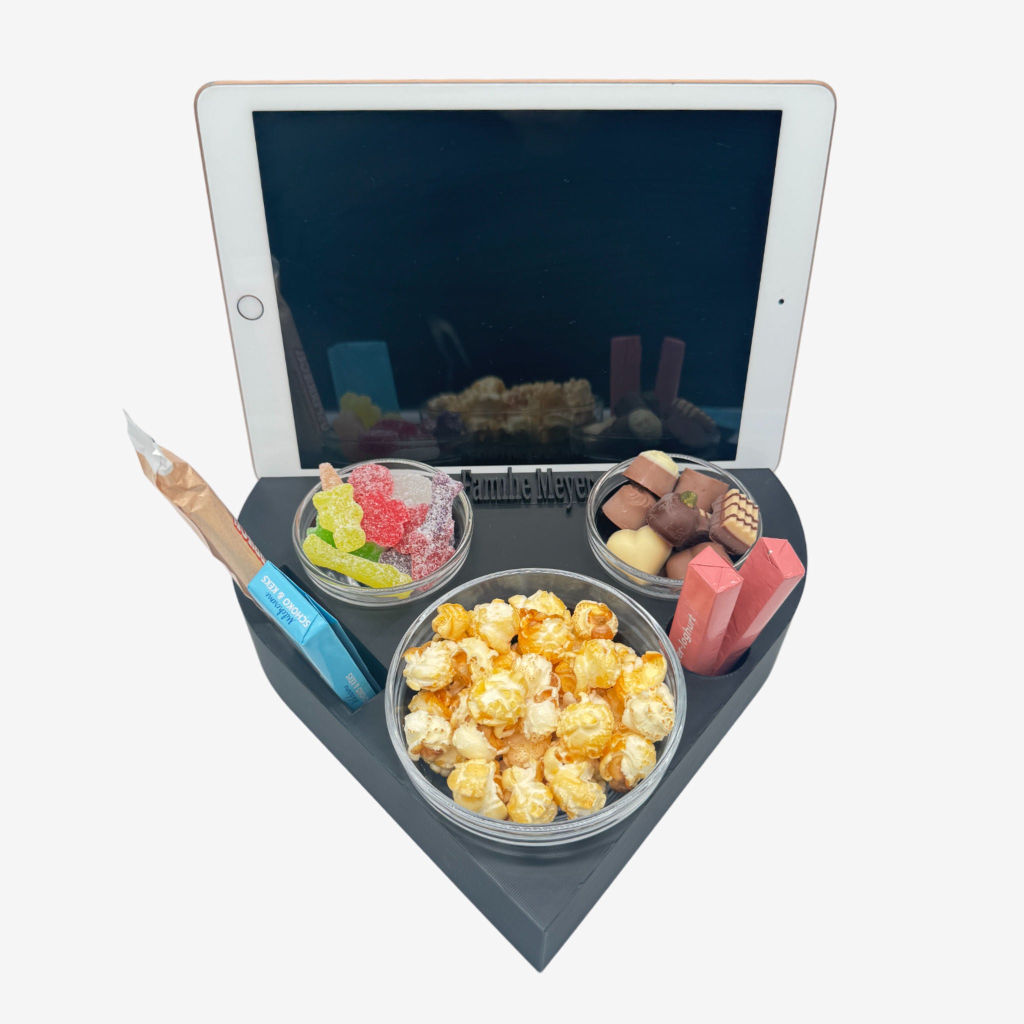 Couchbuddy Herzform mit Tablethalter und 2 Glasschalen