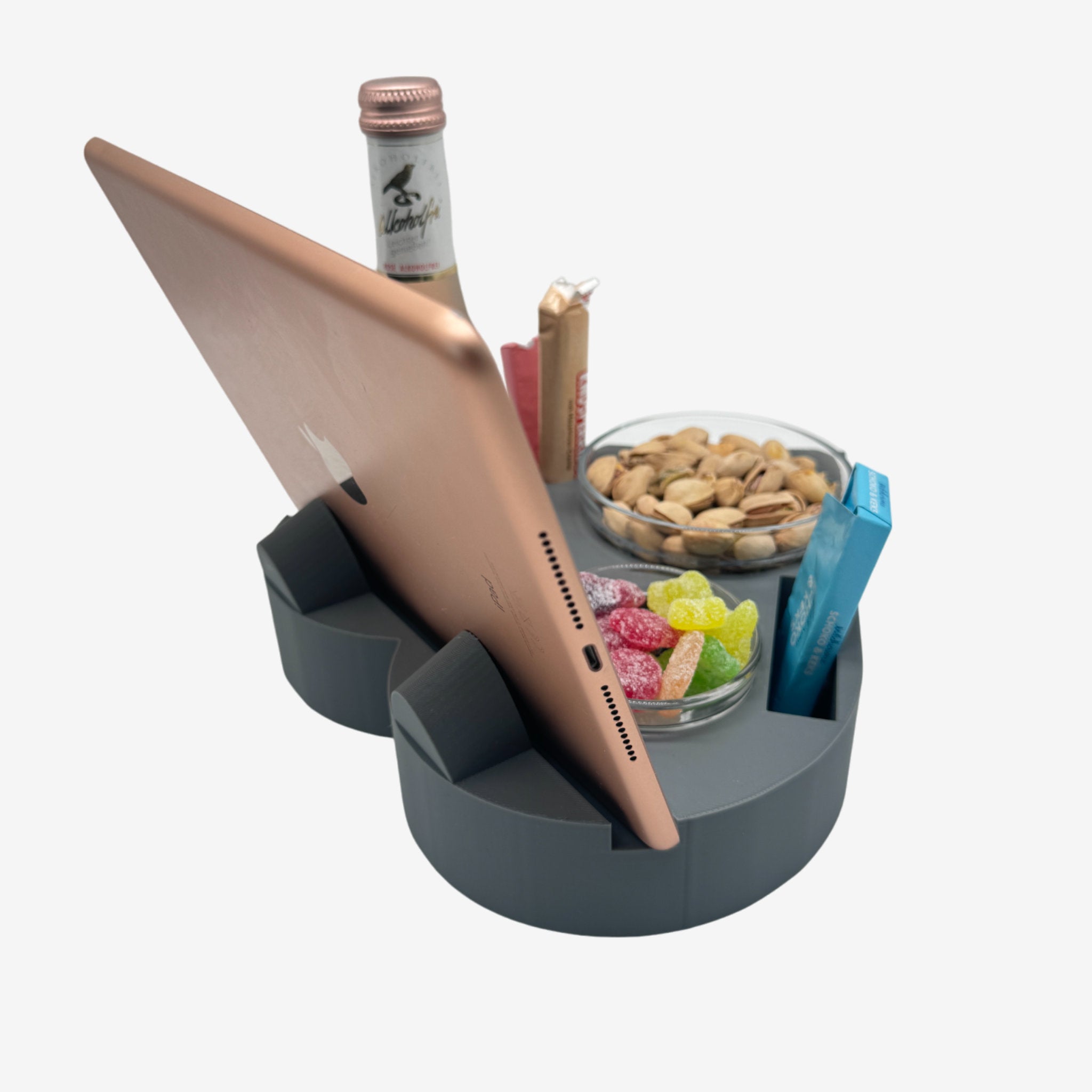 Couchbuddy Herzform mit Tablethalter und 2 Glasschalen