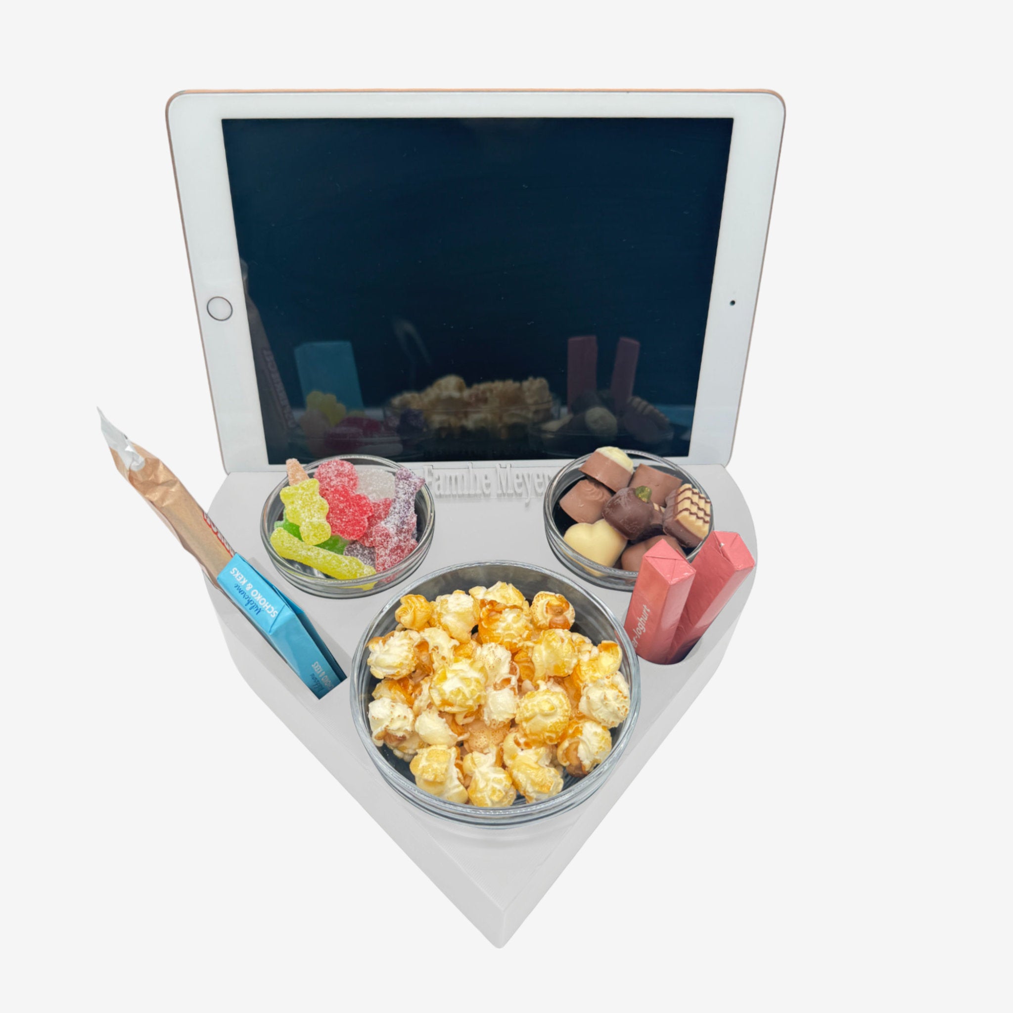 Couchbuddy Herzform mit Tablethalter und 2 Glasschalen