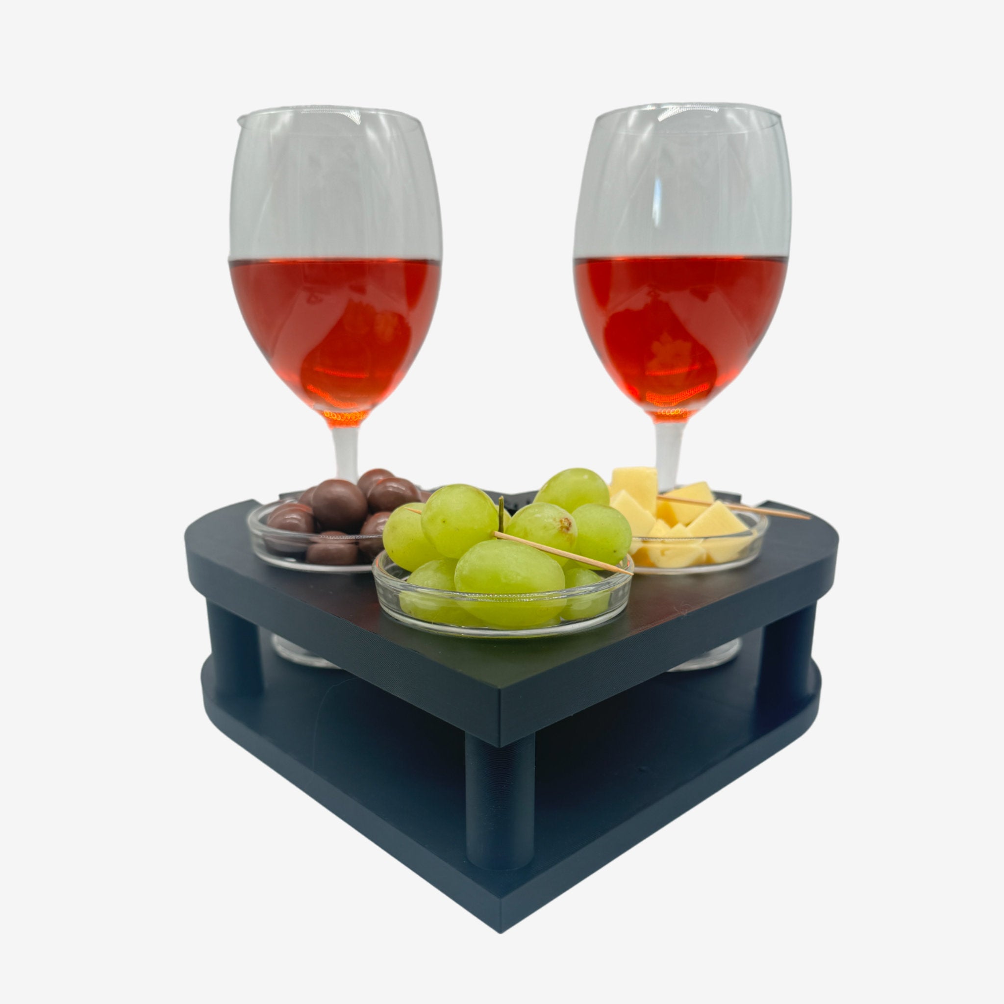 Couchbuddy Weinhalter - Herzform inkl. 2 Glasschalen
