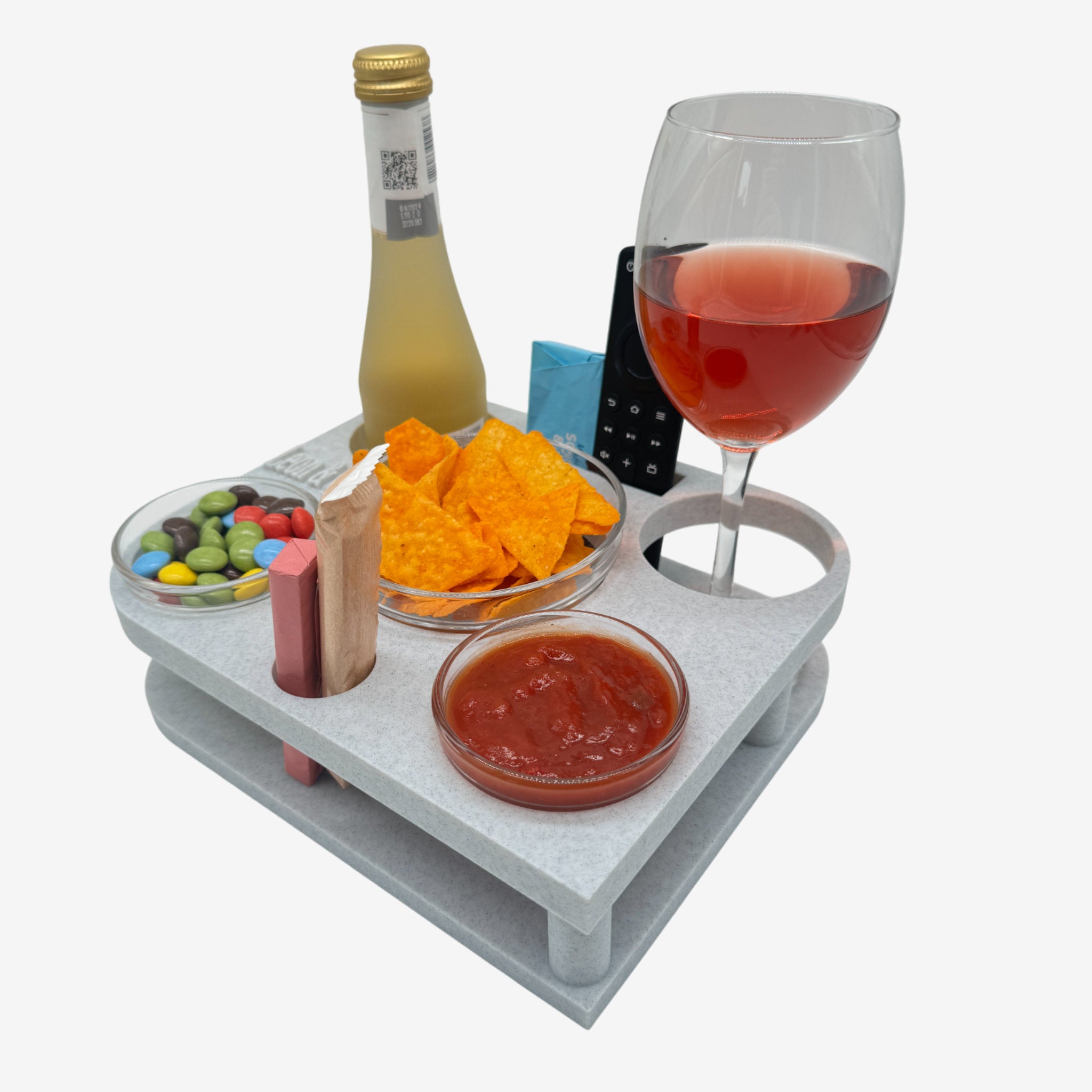 Couchbuddy Eckig mit 2 Glasschalen - Marmor-Optik
