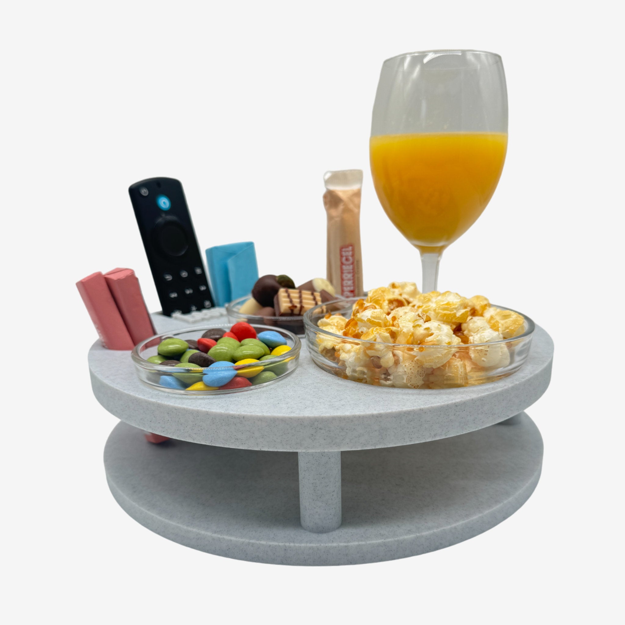 Couchbuddy Rund inkl. 2 Glasschalen - Marmor-Optik