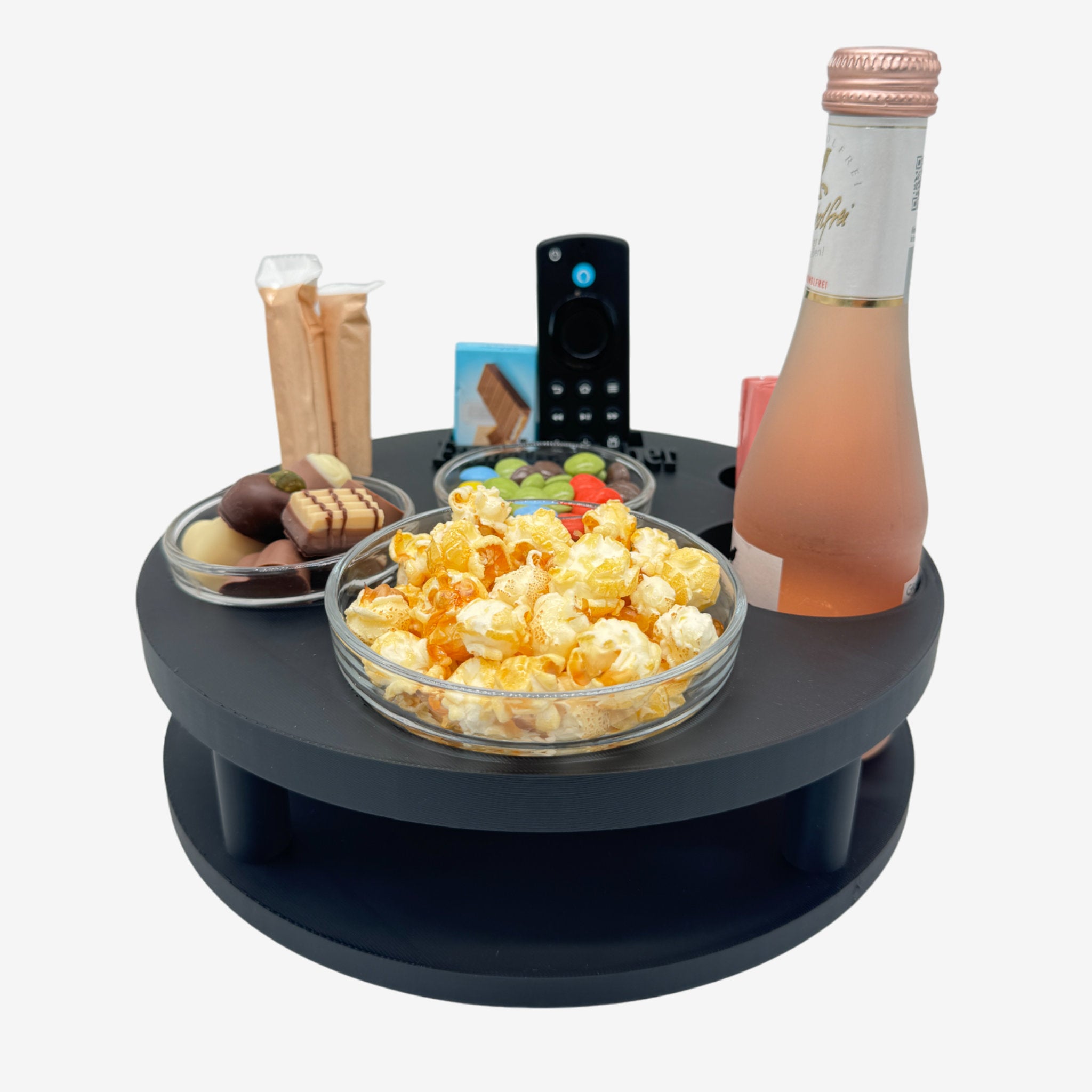 Couchbuddy Rund mit 2 Glasschalen - Freie Form
