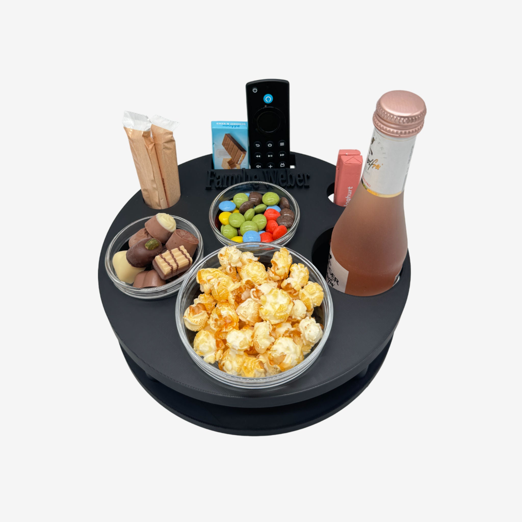 Couchbuddy Rund mit 2 Glasschalen - Freie Form