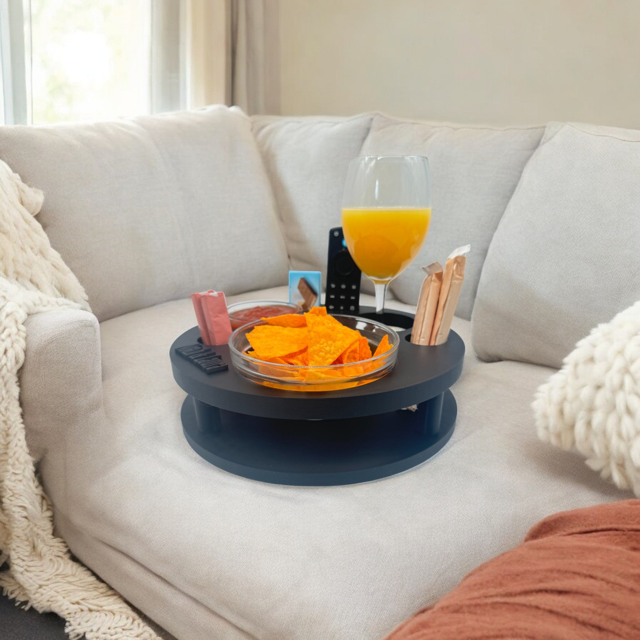 Couchbuddy Rund inkl. 2 Glasschalen - Freie Form