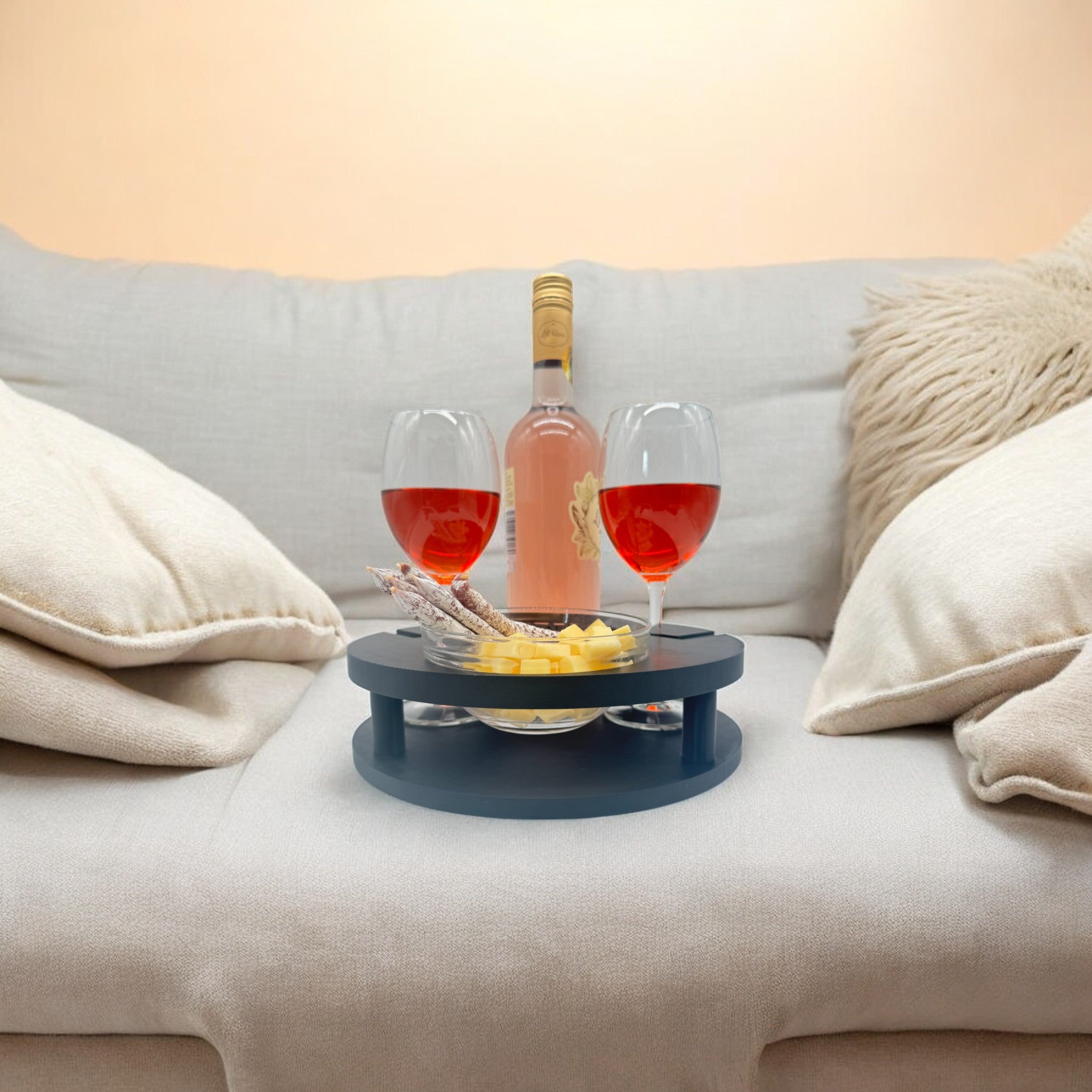 Couchbuddy Weinhalter - Rund inkl. 1 große Glasschale
