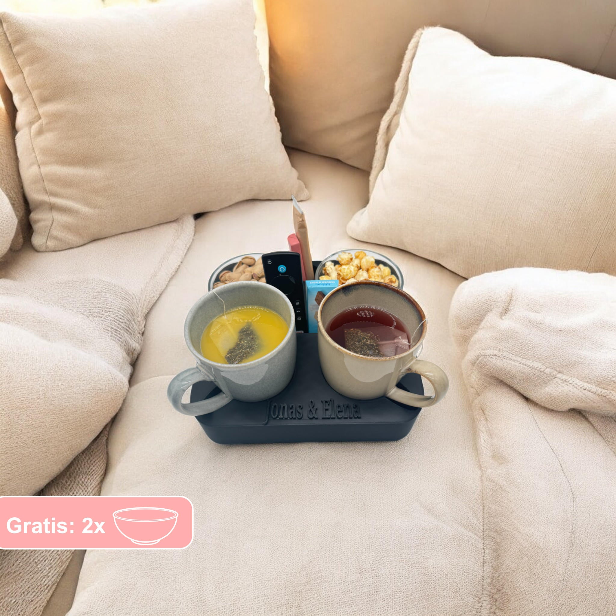 Couchbuddy für Tassen inkl. 2 Glasschalen